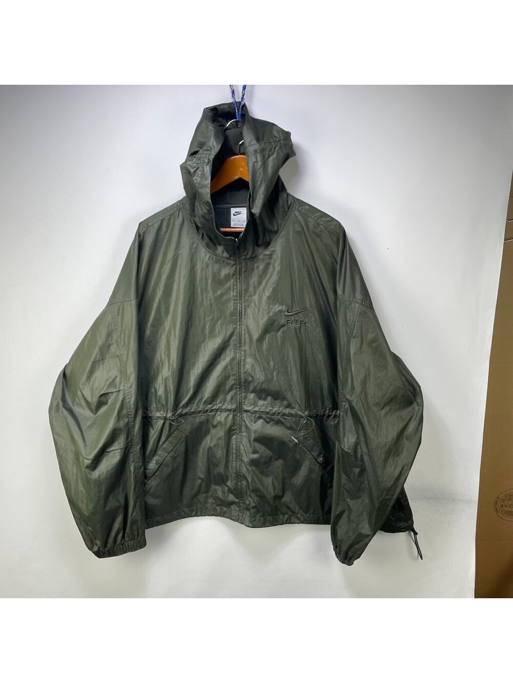 Vintage Nike Air Olive Green Hooded Windbreaker 2XL